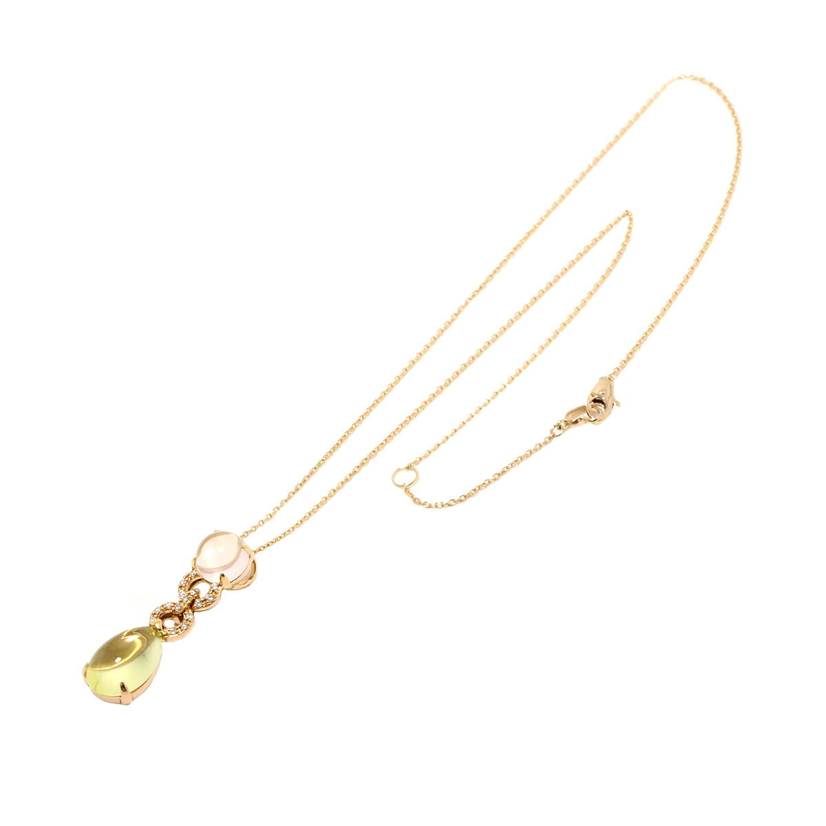 Quartz Diamond 0.09ct Necklace 18K PG 750