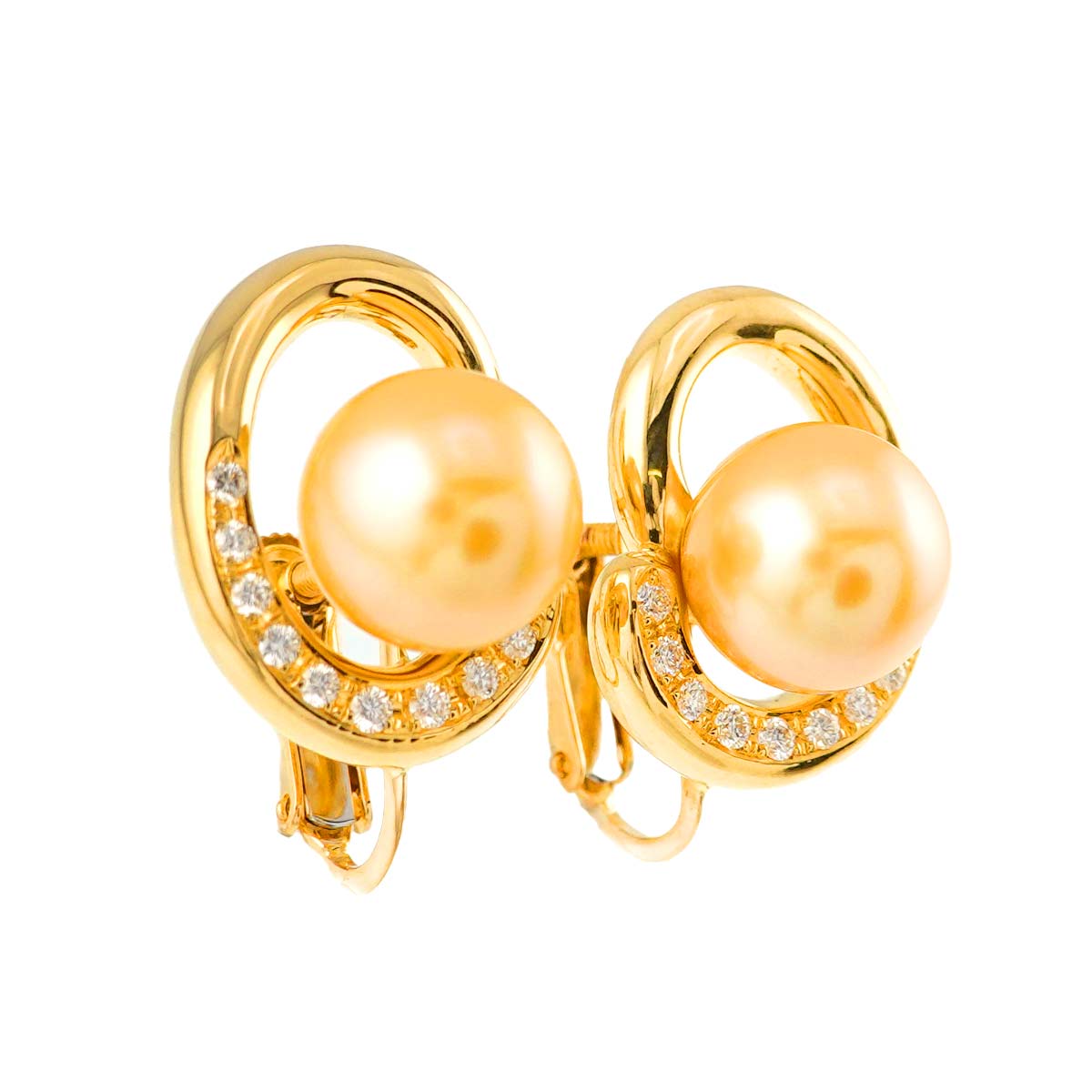 Akoya Pearl 9.4mm Diamond 0.12ctx2 Earrings Clip on 18K YG 750