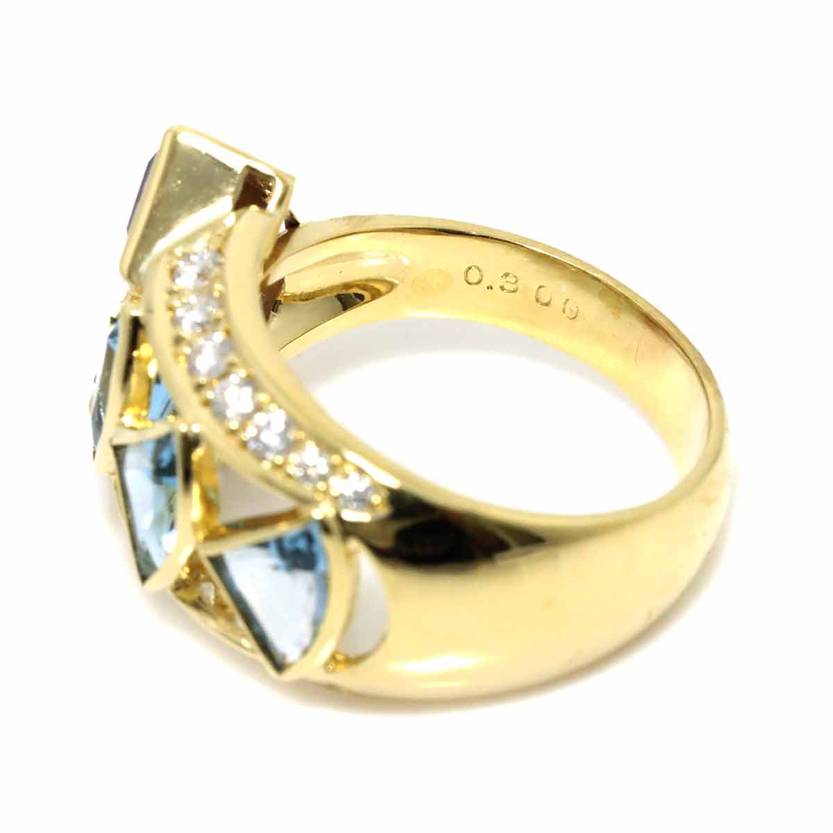 Multi Stone Diamond 0.30ct Ring 18K YG 750 Size5.75-6(US)