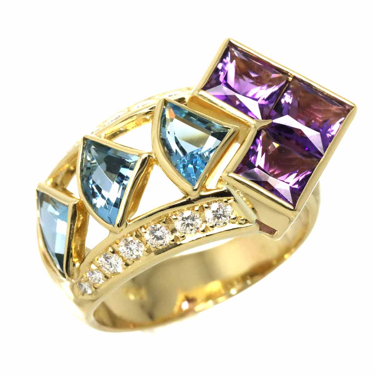 Multi Stone Diamond 0.30ct Ring 18K YG 750 Size5.75-6(US)