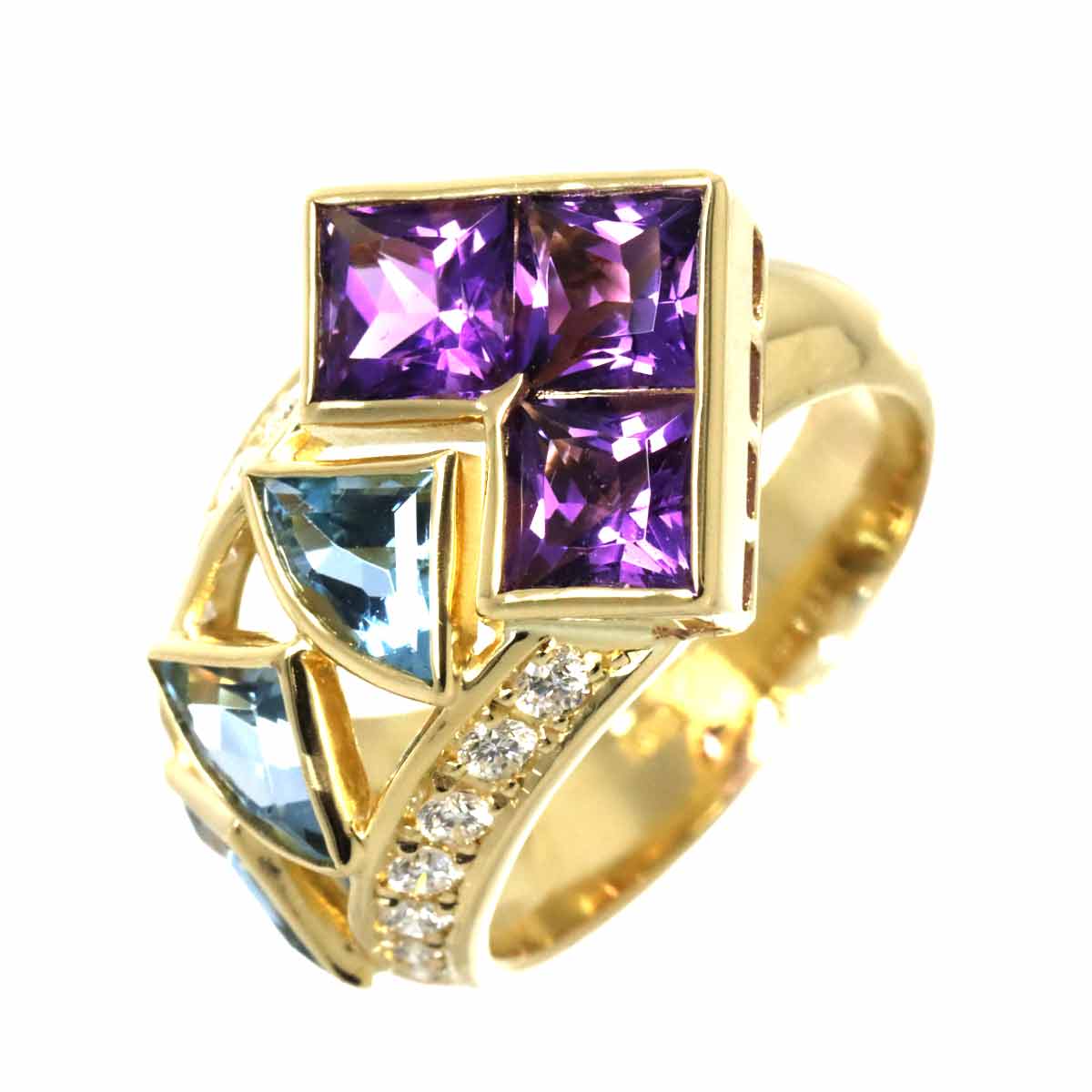 Multi Stone Diamond 0.30ct Ring 18K YG 750 Size5.75-6(US)