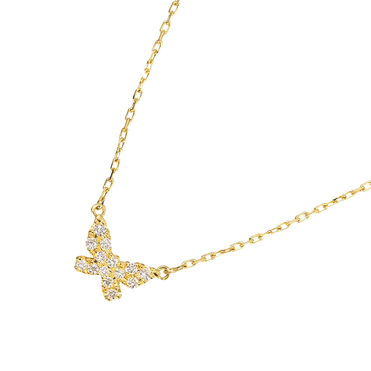 Butterfly Diamond 0.06ct Necklace 18K Yellow Gold 750