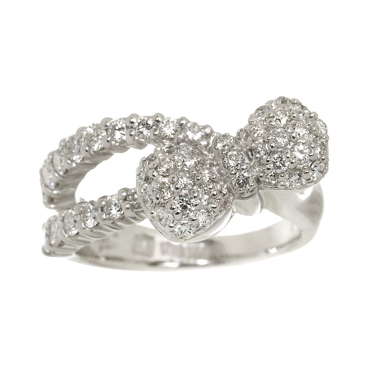 Ponte Vecchio Ribbon Diamond 0.67ct Ring 18K WG 750 Size2.5-2.75(US)