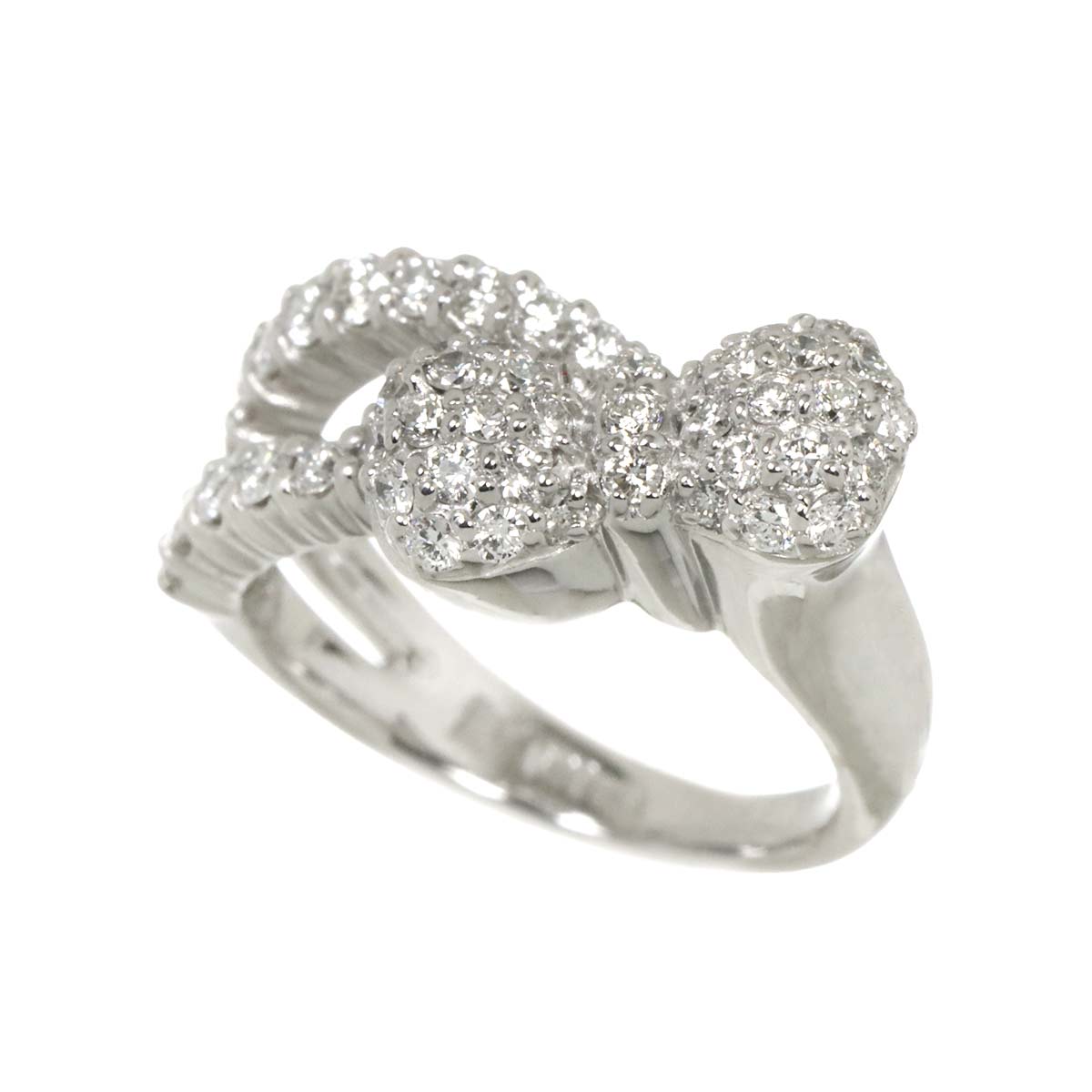 Ponte Vecchio Ribbon Diamond 0.67ct Ring 18K WG 750 Size2.5-2.75(US)