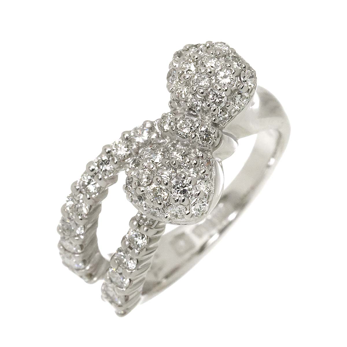 Ponte Vecchio Ribbon Diamond 0.67ct Ring 18K WG 750 Size2.5-2.75(US)