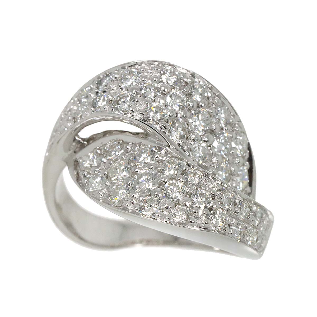 Diamond 1.46ct Ring 18K K18 WG White Gold size6(US)