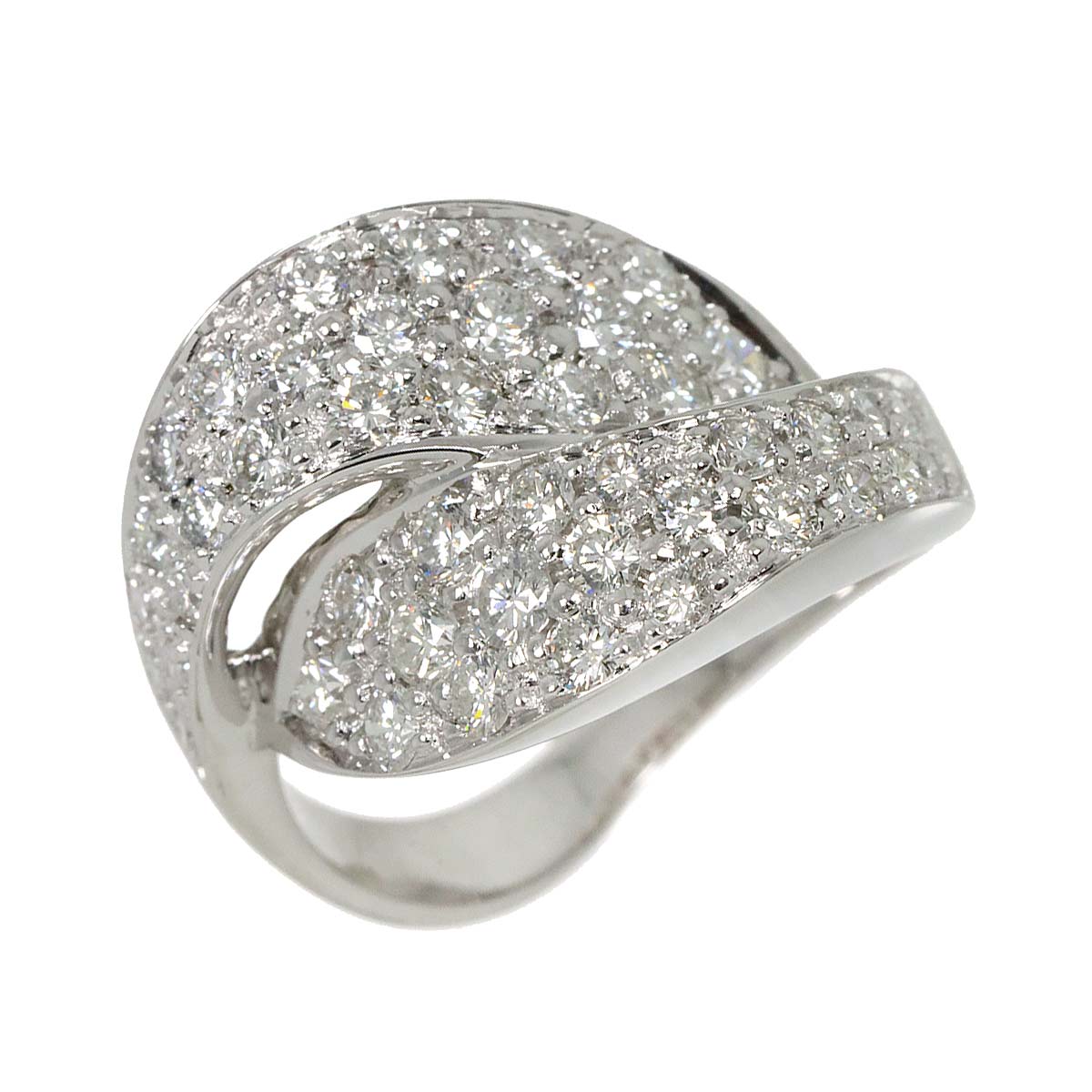 Diamond 1.46ct Ring 18K K18 WG White Gold size6(US)