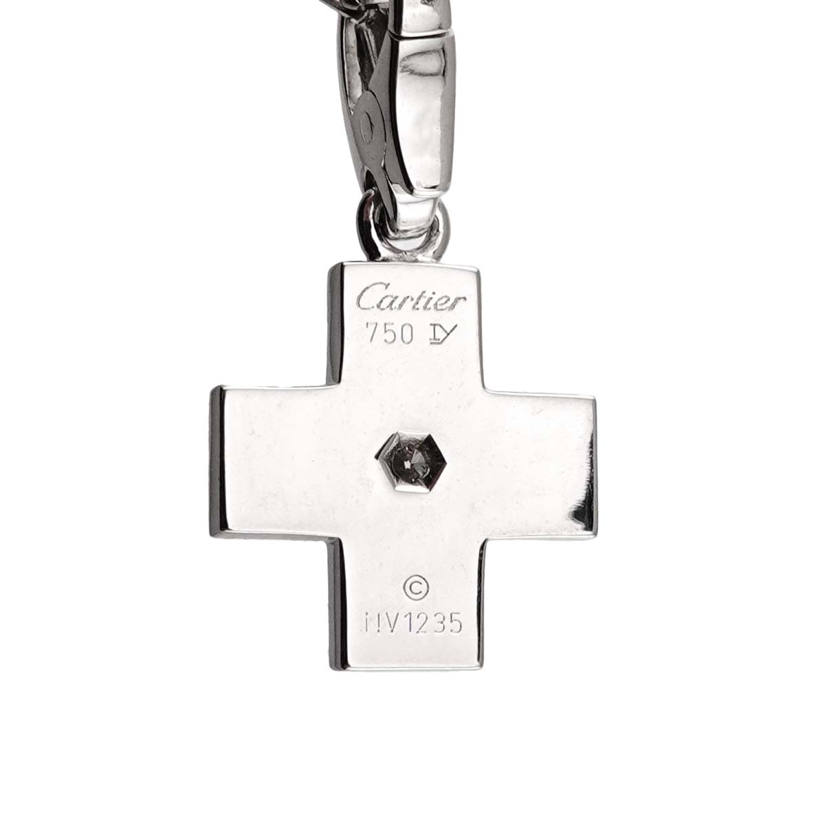 Diamond Cross Necklace 18K White Gold 750