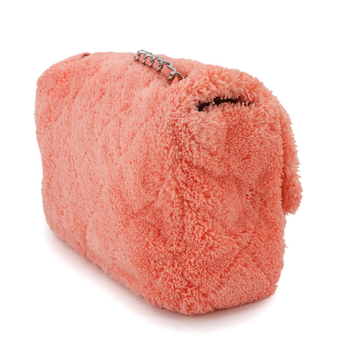 Matelasse Chain Shoulder Bag Mix Fiber Leather Pink AS0603