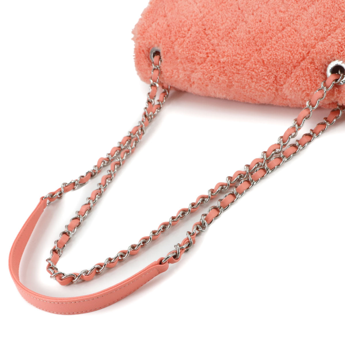 Matelasse Chain Shoulder Bag Mix Fiber Leather Pink AS0603
