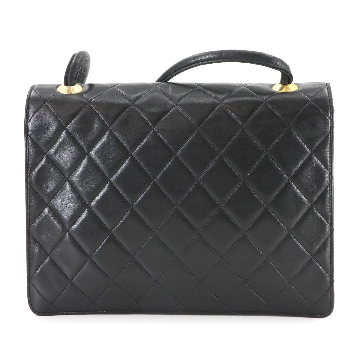 Matelasse Shoulder Bag Leather Black Vintage