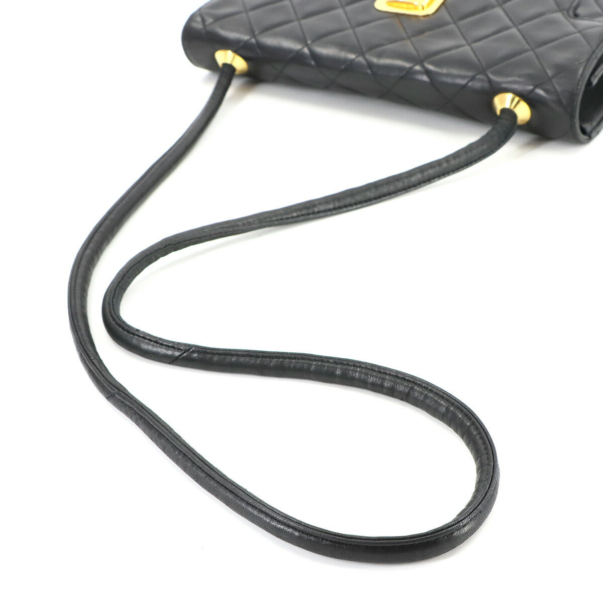 Matelasse Shoulder Bag Leather Black Vintage