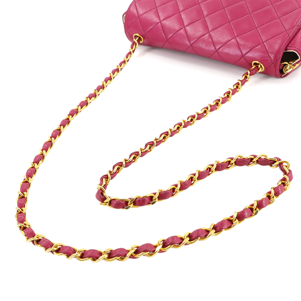 Matelasse Chain Shoulder Bag Leather Purple Vintage Purse