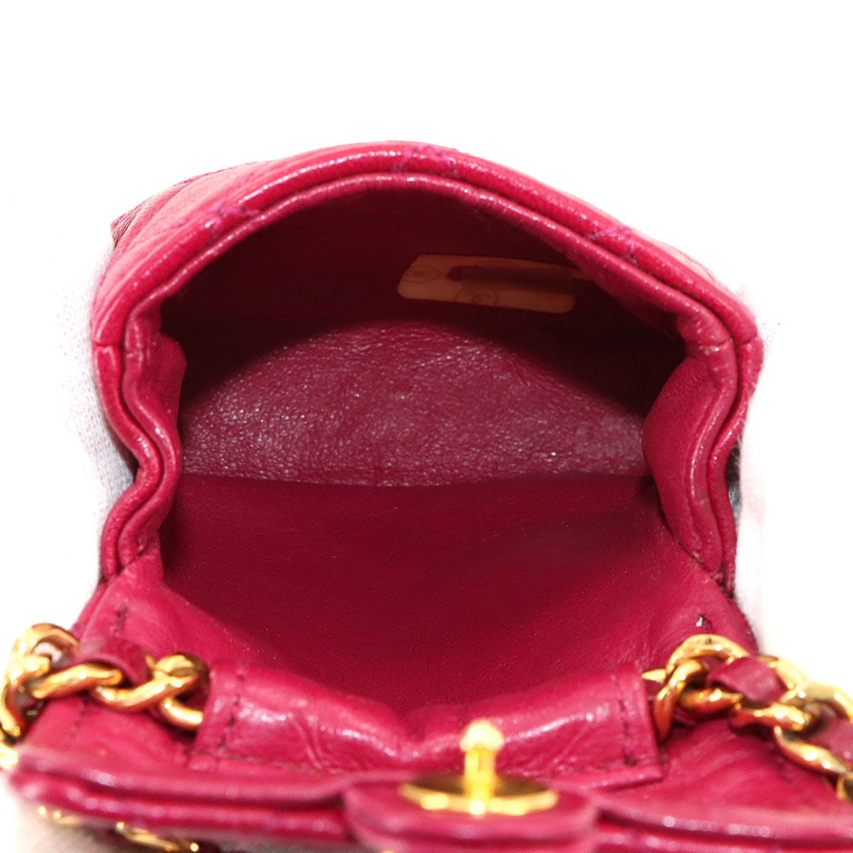 CHANEL Minimini Matelasse Chain Shoulder Bag Leather Red Purse