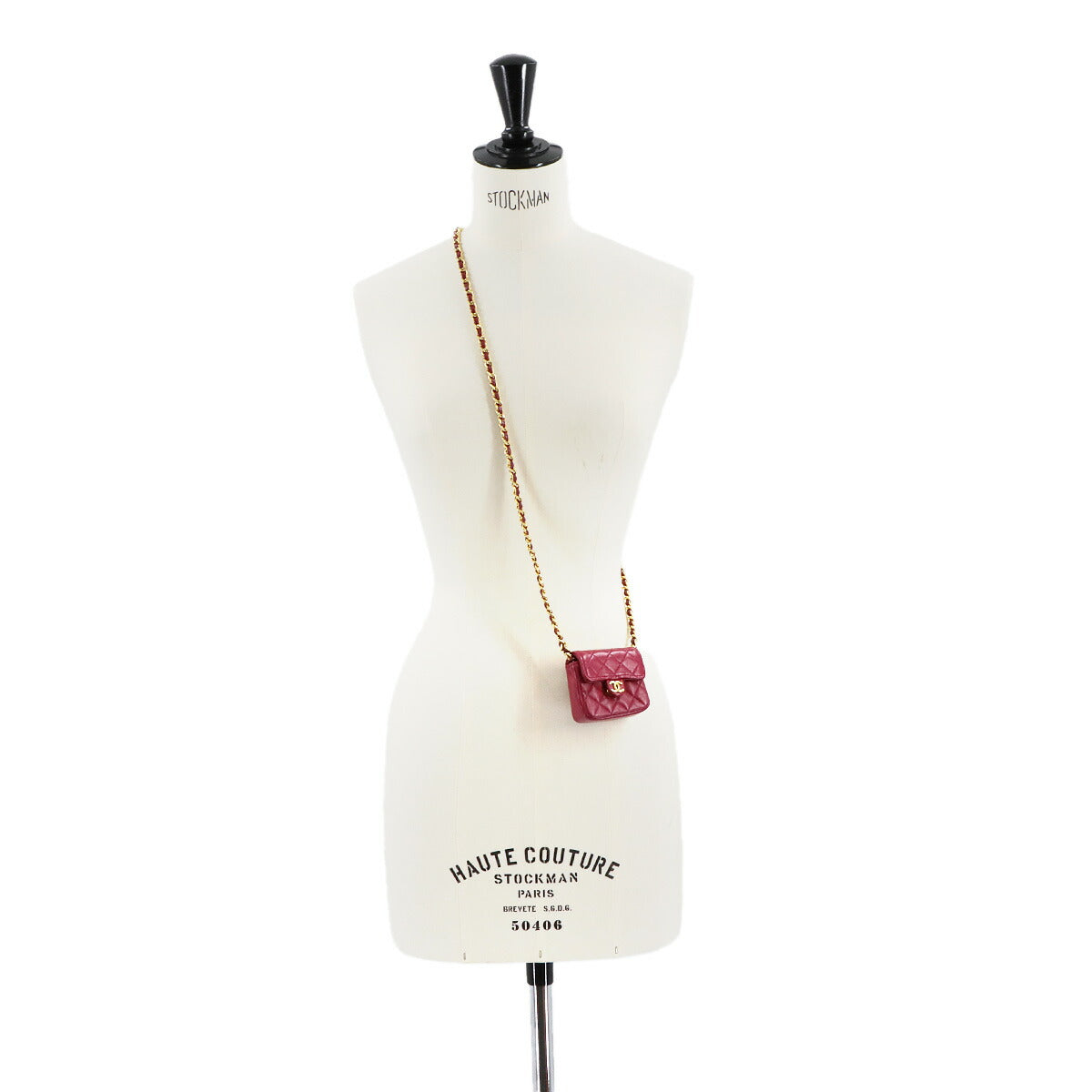 CHANEL Minimini Matelasse Chain Shoulder Bag Leather Red Purse