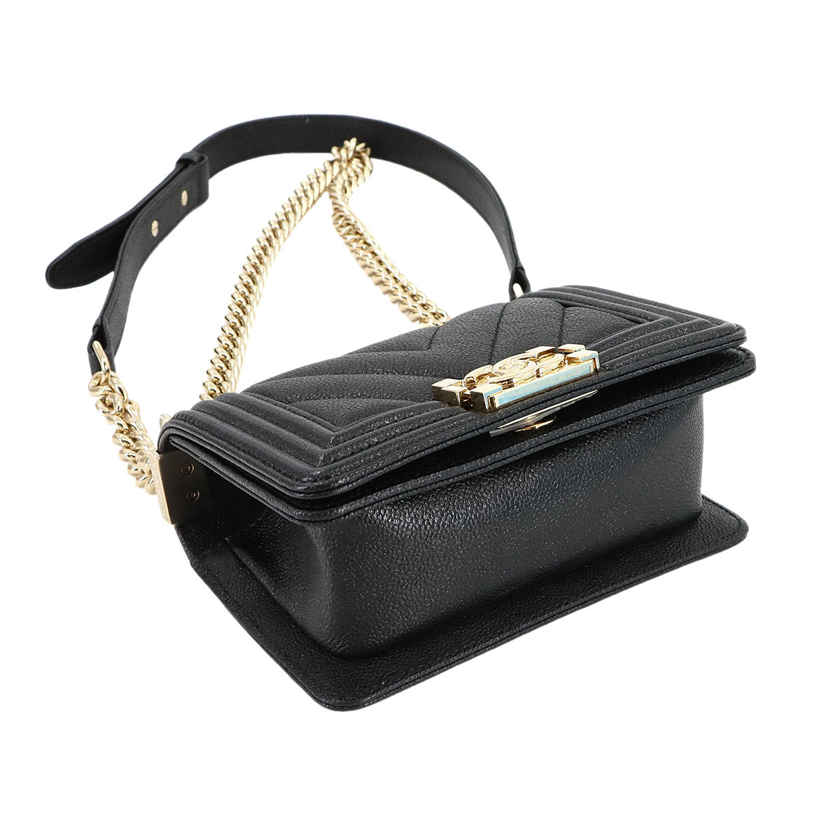 BOY CHANEL Mini Chain Shoulder Bag Caviar Skin Leather A67364