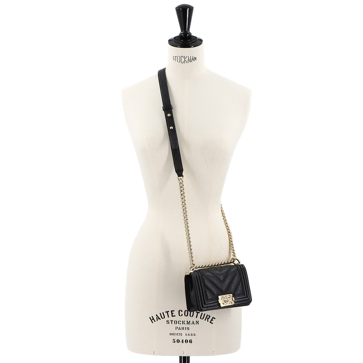 BOY CHANEL Mini Chain Shoulder Bag Caviar Skin Leather A67364