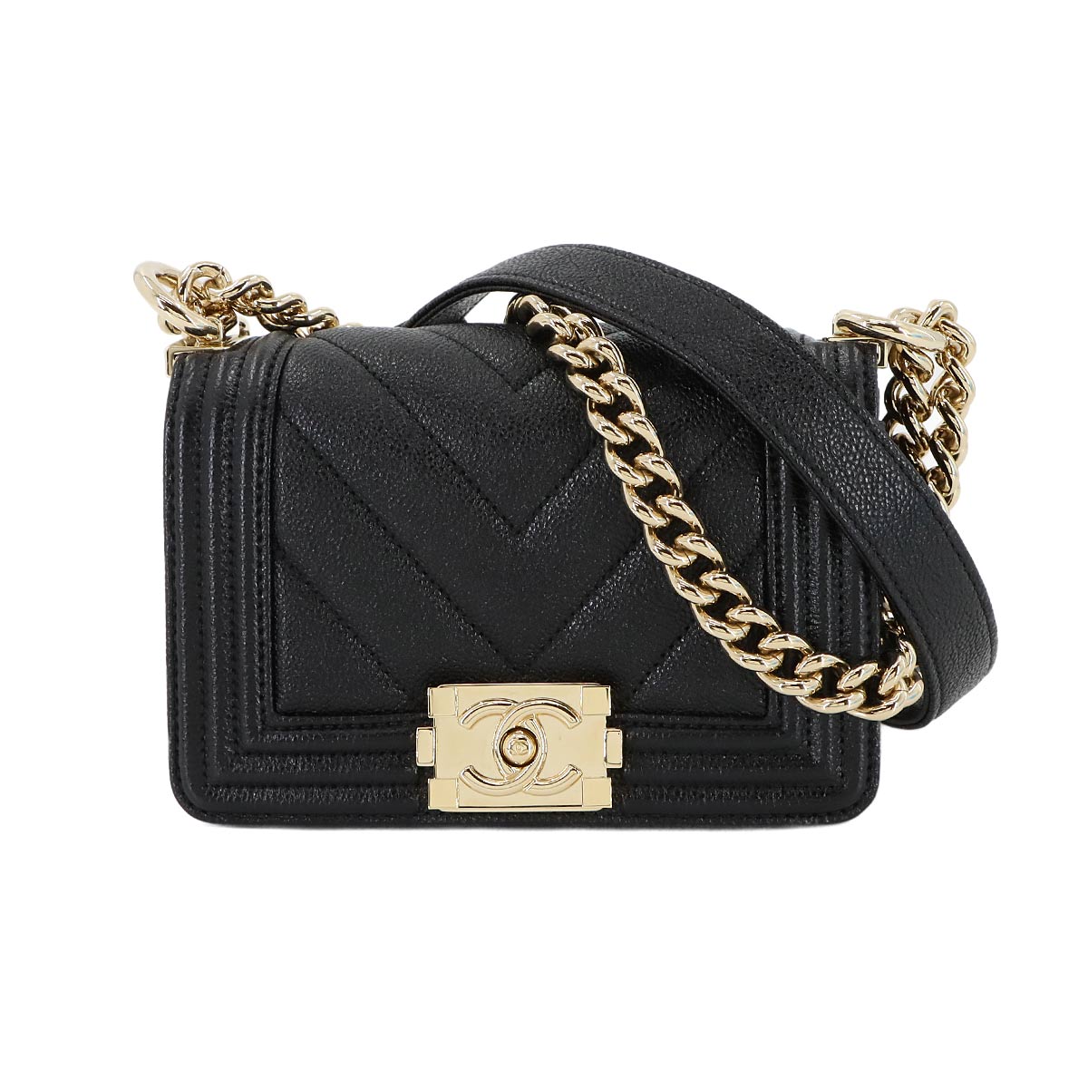 BOY CHANEL Mini Chain Shoulder Bag Caviar Skin Leather A67364