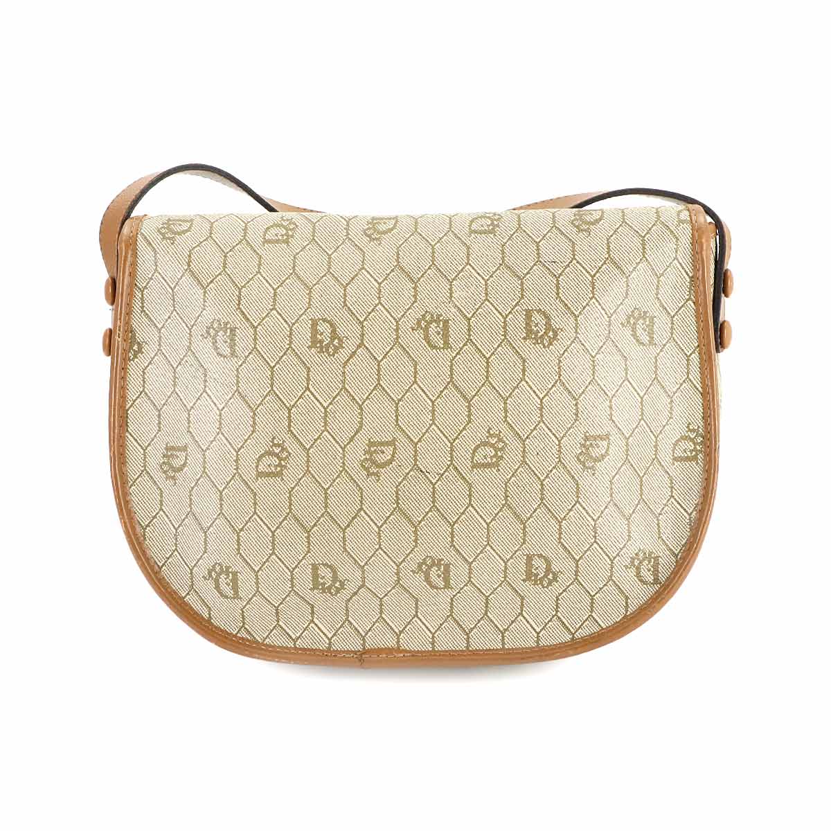 Honeycomb Shoulder Bag PVC Leather Beige Brown Vintage