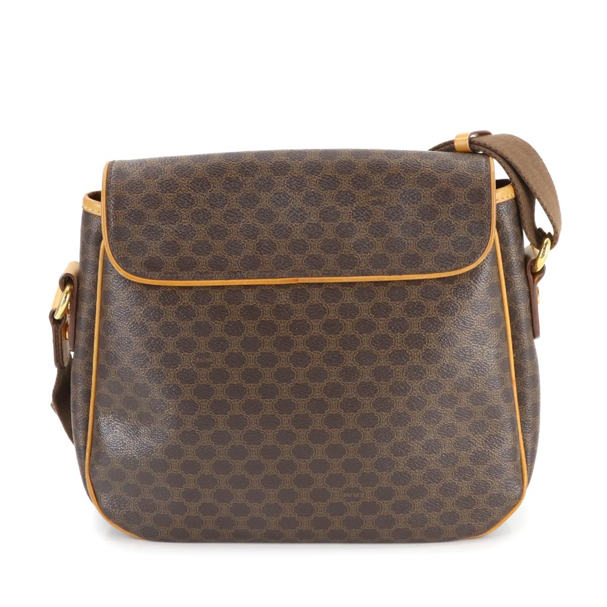 Macadam Shoulder Bag PVC Leather Brown Vintage Purse