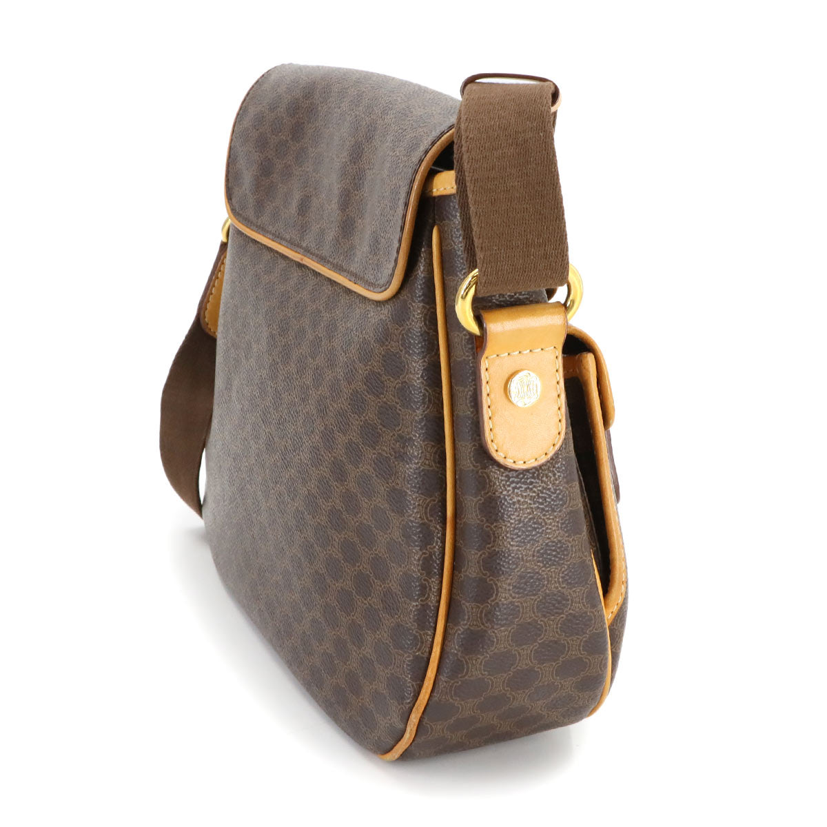 Macadam Shoulder Bag PVC Leather Brown Vintage Purse