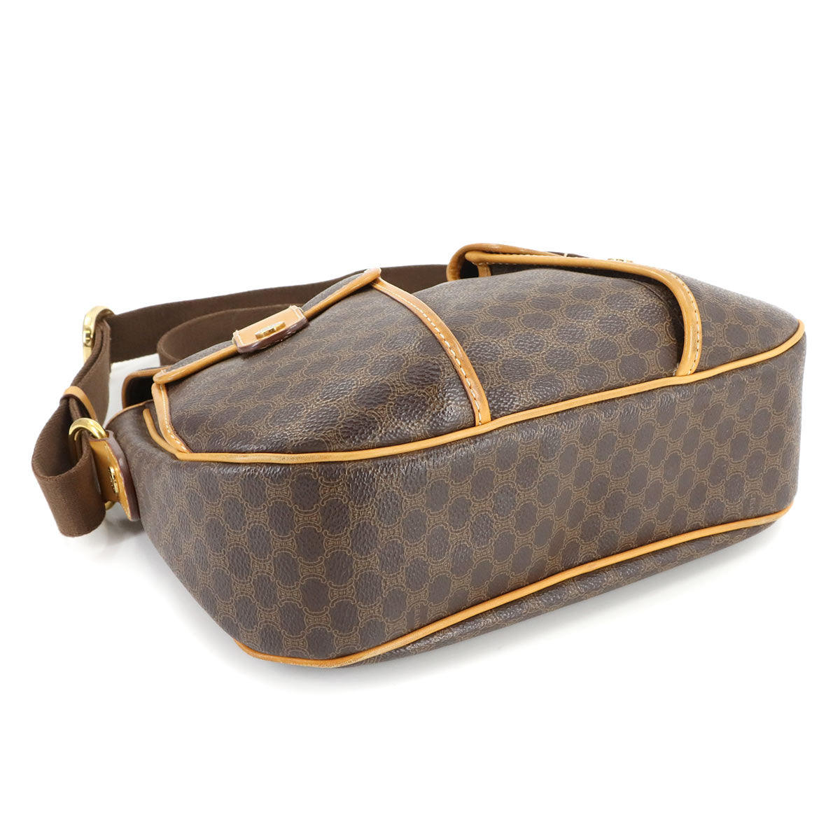 Macadam Shoulder Bag PVC Leather Brown Vintage Purse