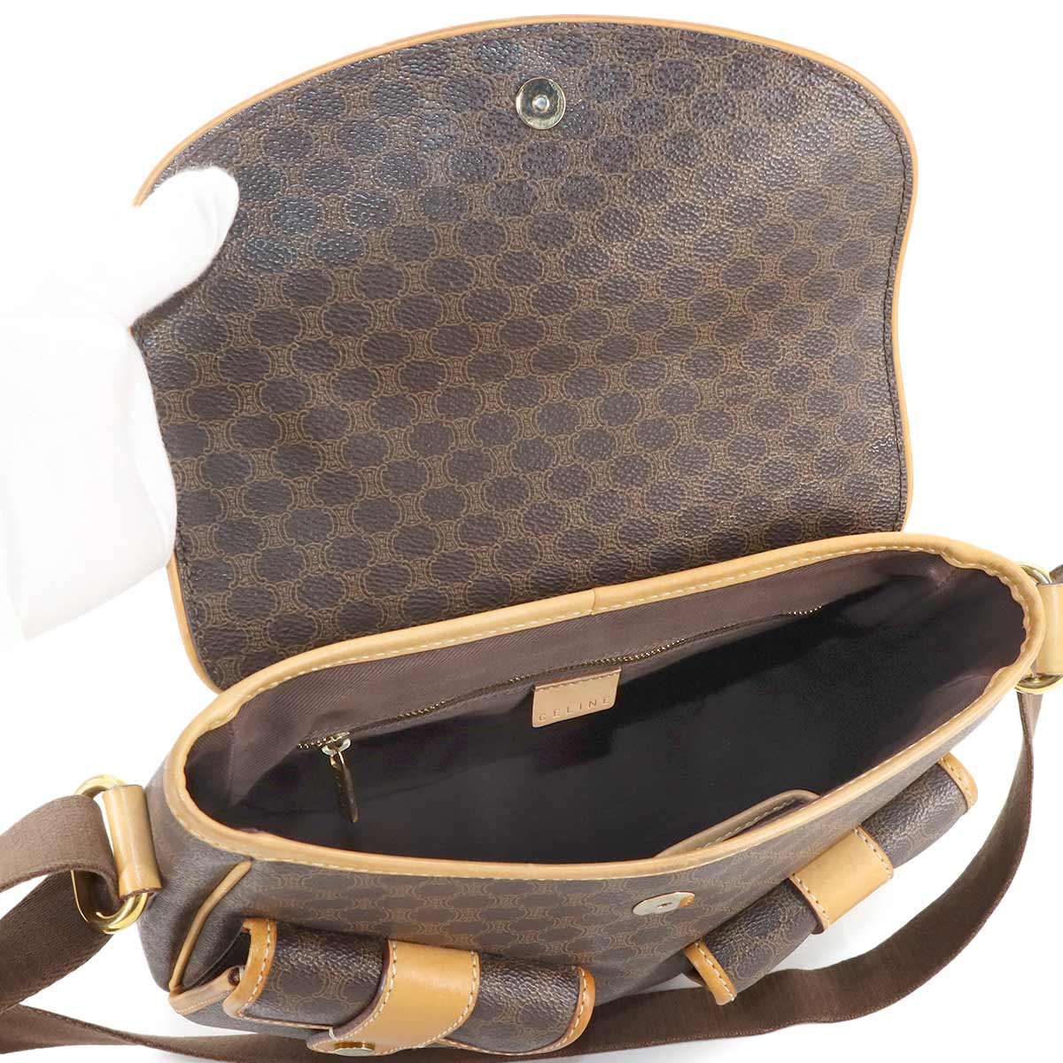 Macadam Shoulder Bag PVC Leather Brown Vintage Purse