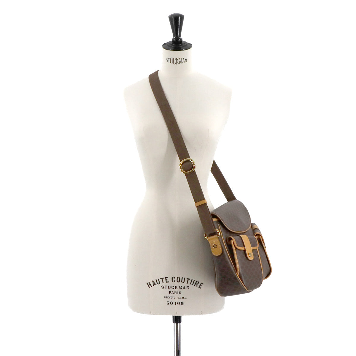 Macadam Shoulder Bag PVC Leather Brown Vintage Purse