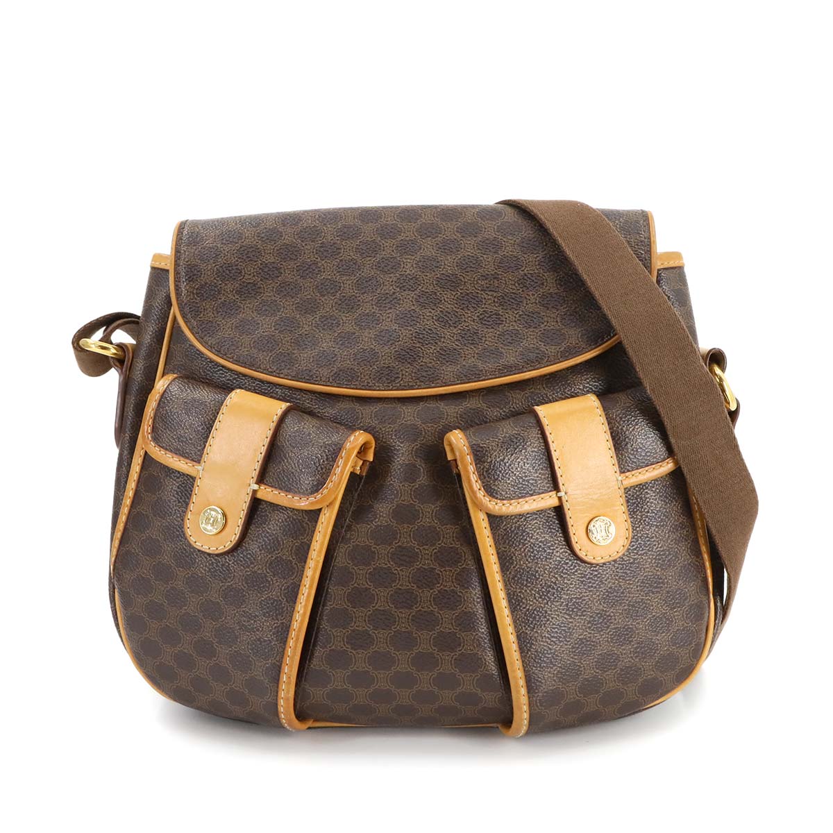 Macadam Shoulder Bag PVC Leather Brown Vintage Purse