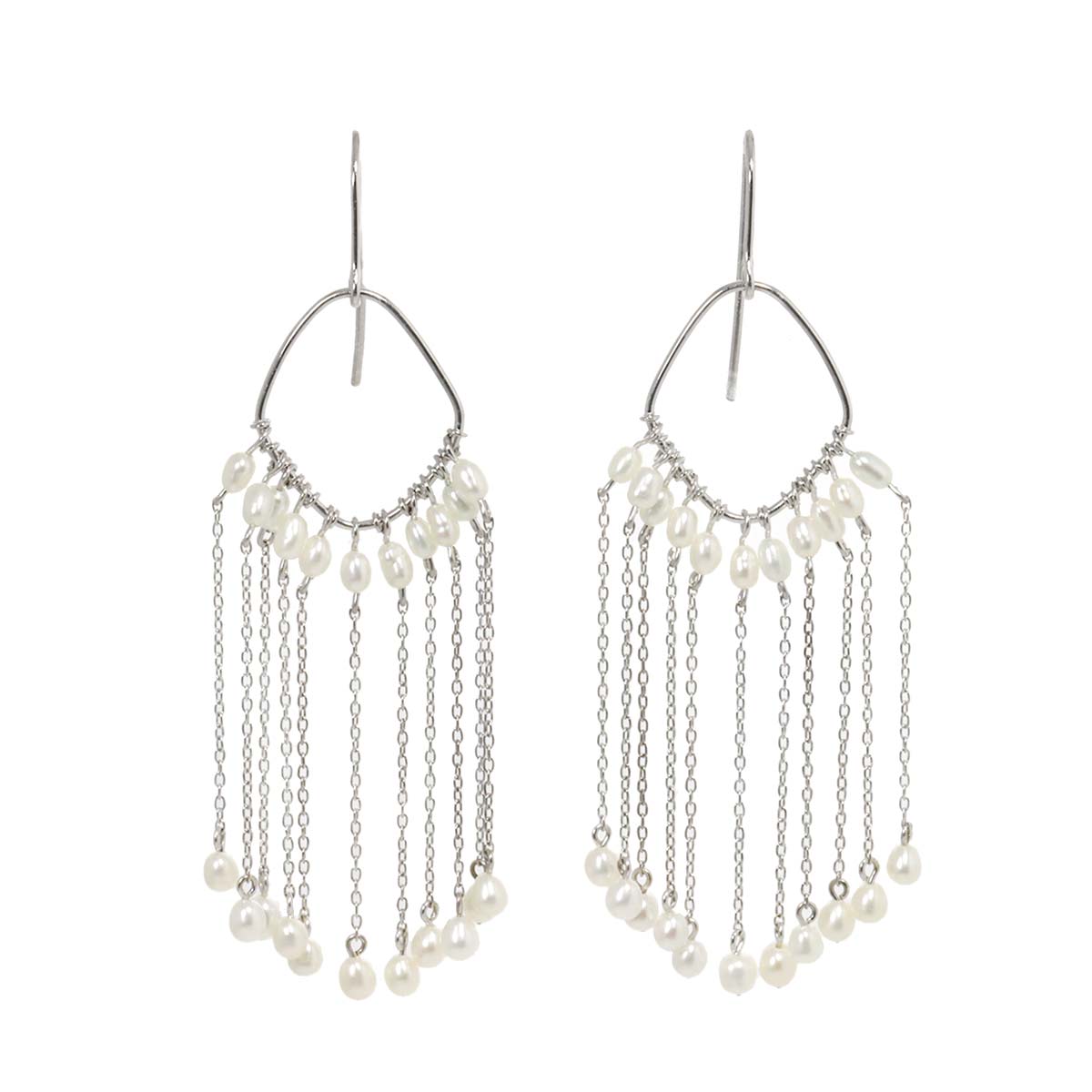 Freshwater cultured pearl Earrings Pierced 18K White Gold 750