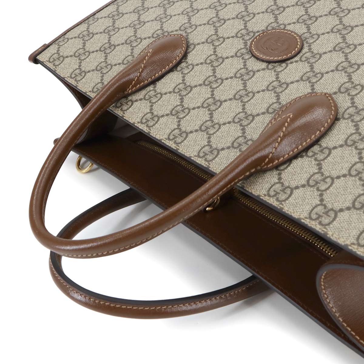 GUCCI Interlocking G 2way Tote Shoulder Bag GG Supreme canvas 674155