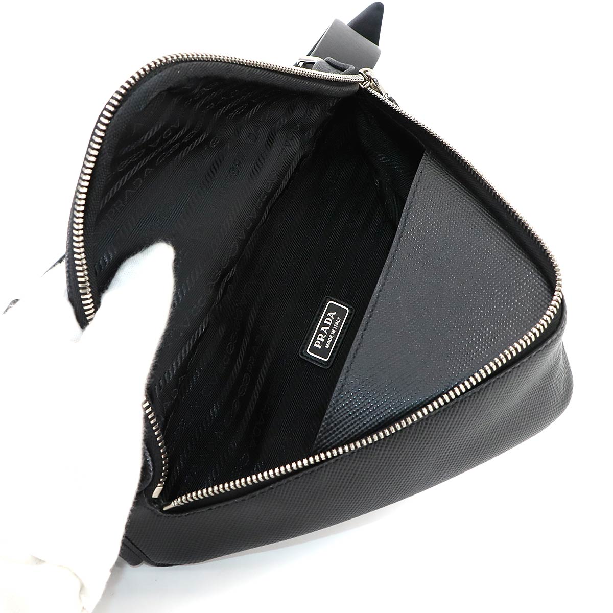 Triangle Shoulder Bag Saffiano Leather Black 2VL039 Purse