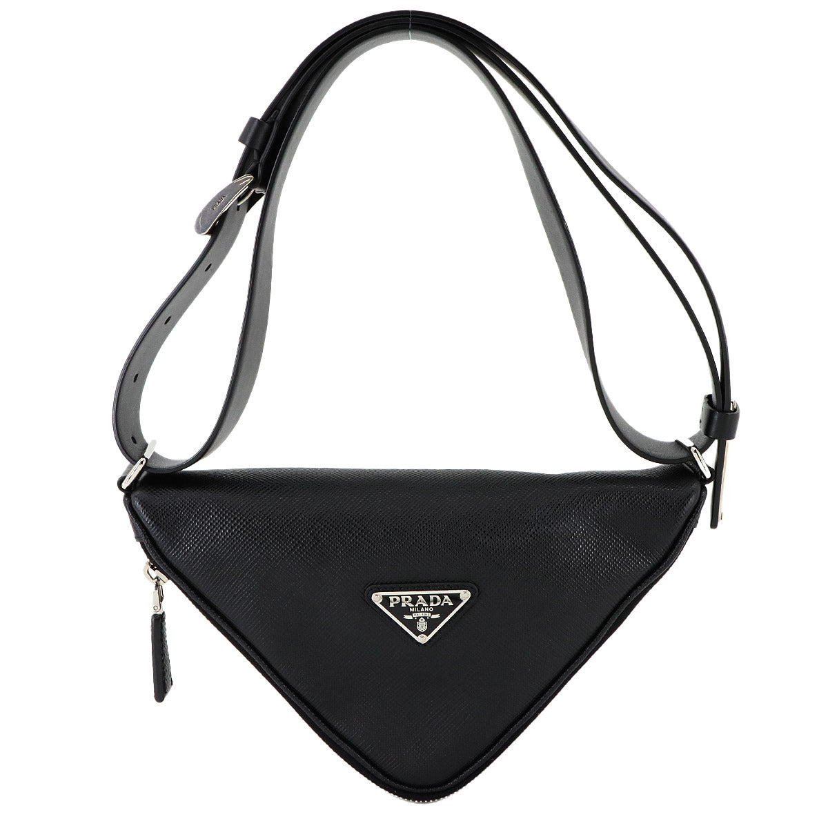 Triangle Shoulder Bag Saffiano Leather Black 2VL039 Purse