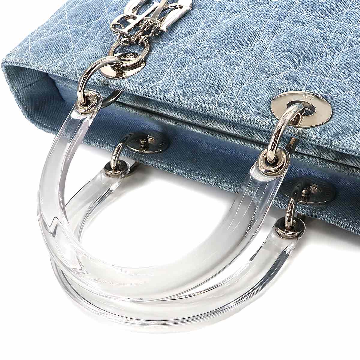 Lady Dior Large Hand Shoulder Bag Denim Blue Purse