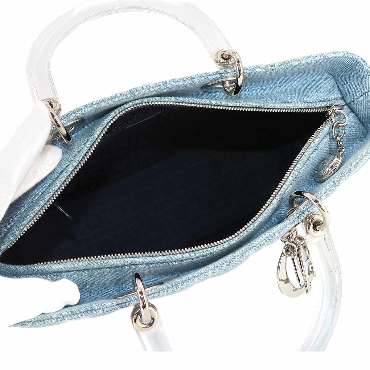 Lady Dior Large Hand Shoulder Bag Denim Blue Purse