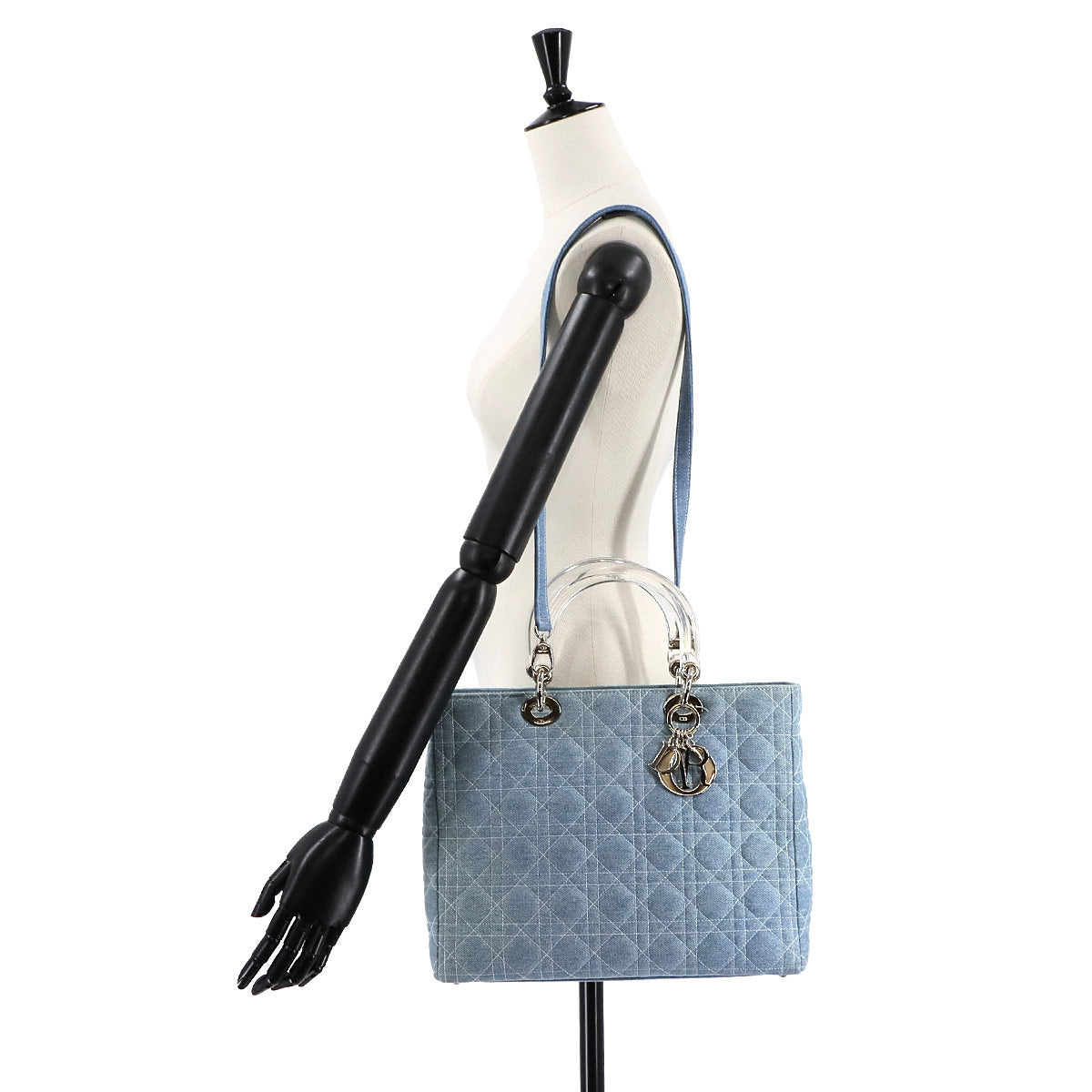 Lady Dior Large Hand Shoulder Bag Denim Blue Purse