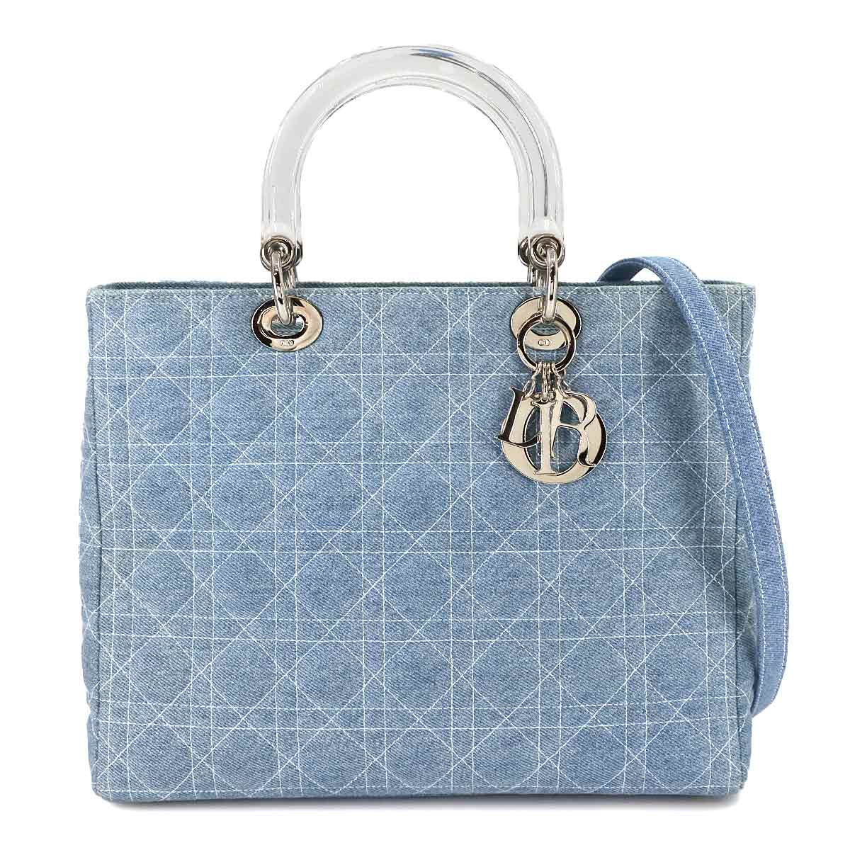 Lady Dior Large Hand Shoulder Bag Denim Blue Purse