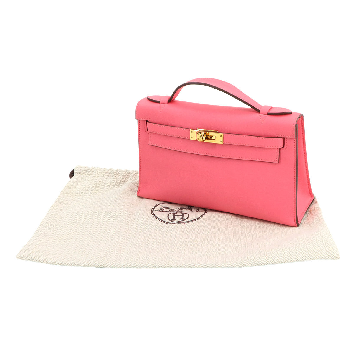 Pochette Kelly Hand Bag Swift Leather Rose Azalee Pink 90277572