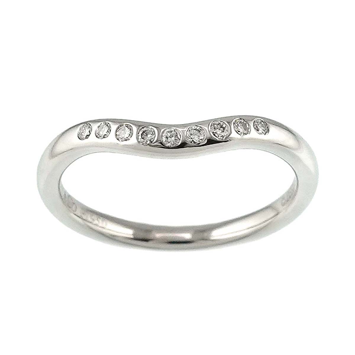 Curved Band Ring Diamond Platinum size4(US)