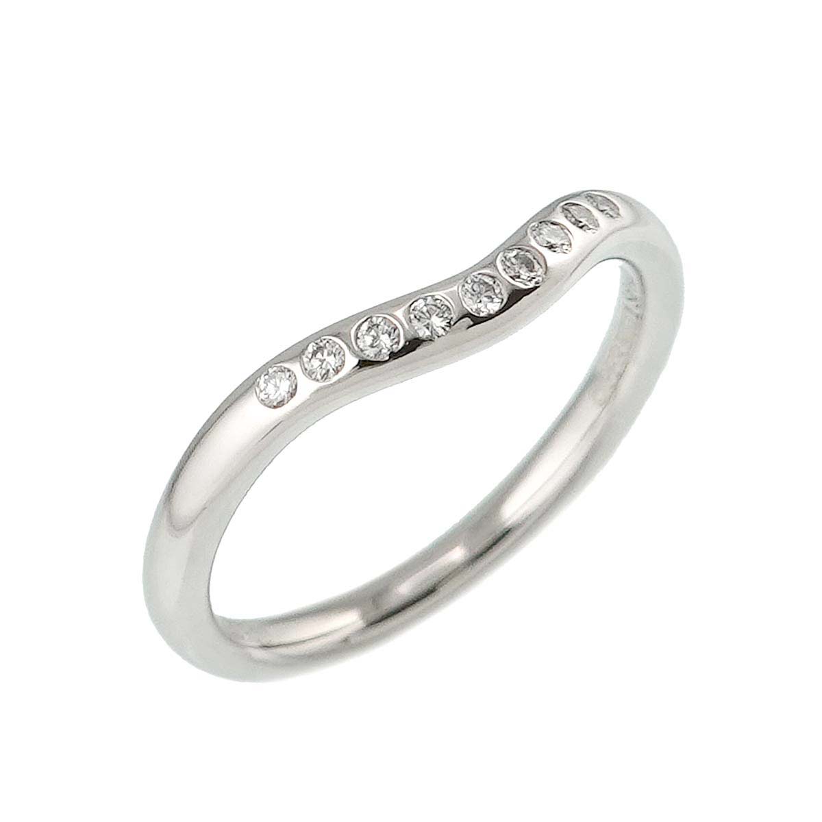 Curved Band Ring Diamond Platinum size4(US)