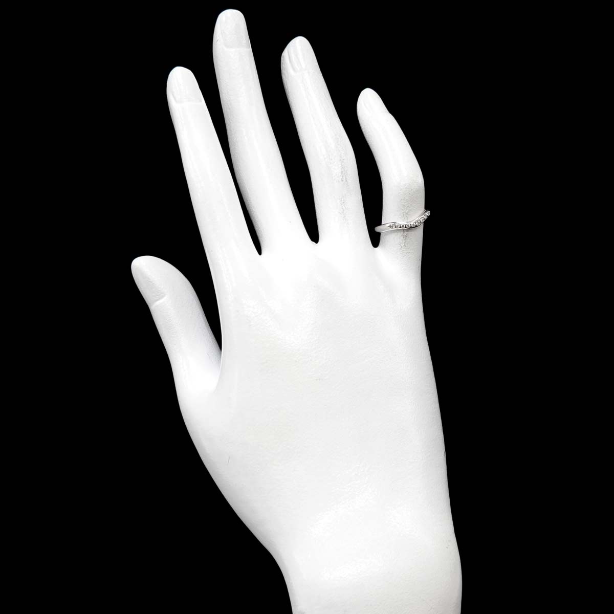 Curved Band Ring Diamond Platinum size4(US)