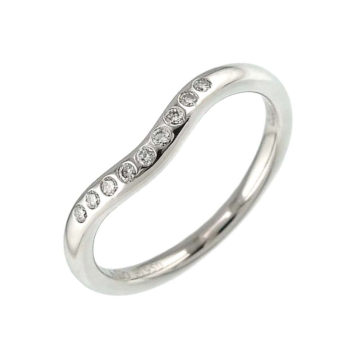 Curved Band Ring Diamond Platinum size4(US)