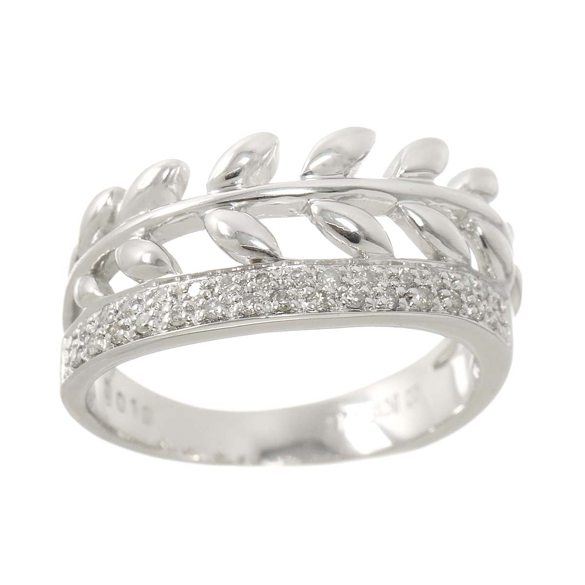 Diamond 0.19ct Ring 18K K18 WG White Gold size7.75-8(US)
