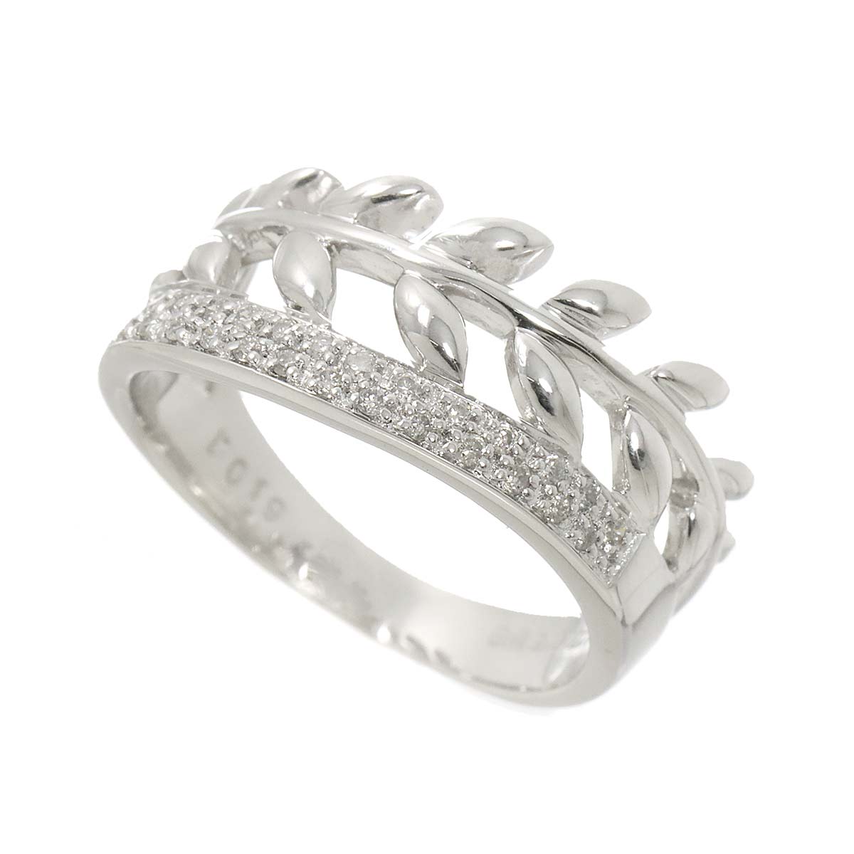 Diamond 0.19ct Ring 18K K18 WG White Gold size7.75-8(US)