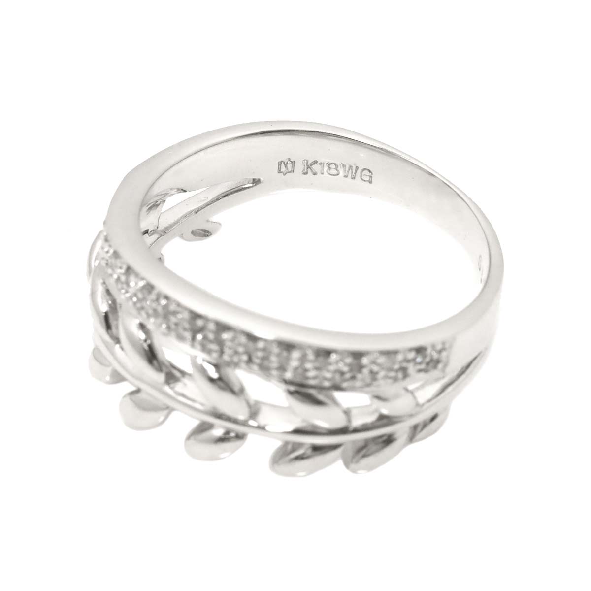 Diamond 0.19ct Ring 18K K18 WG White Gold size7.75-8(US)
