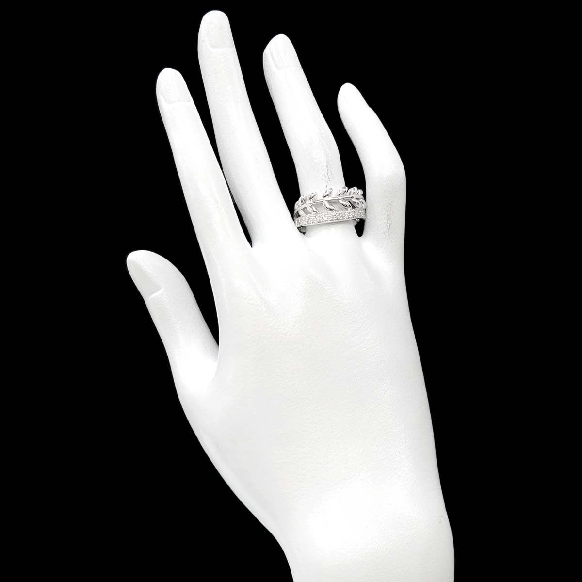 Diamond 0.19ct Ring 18K K18 WG White Gold size7.75-8(US)