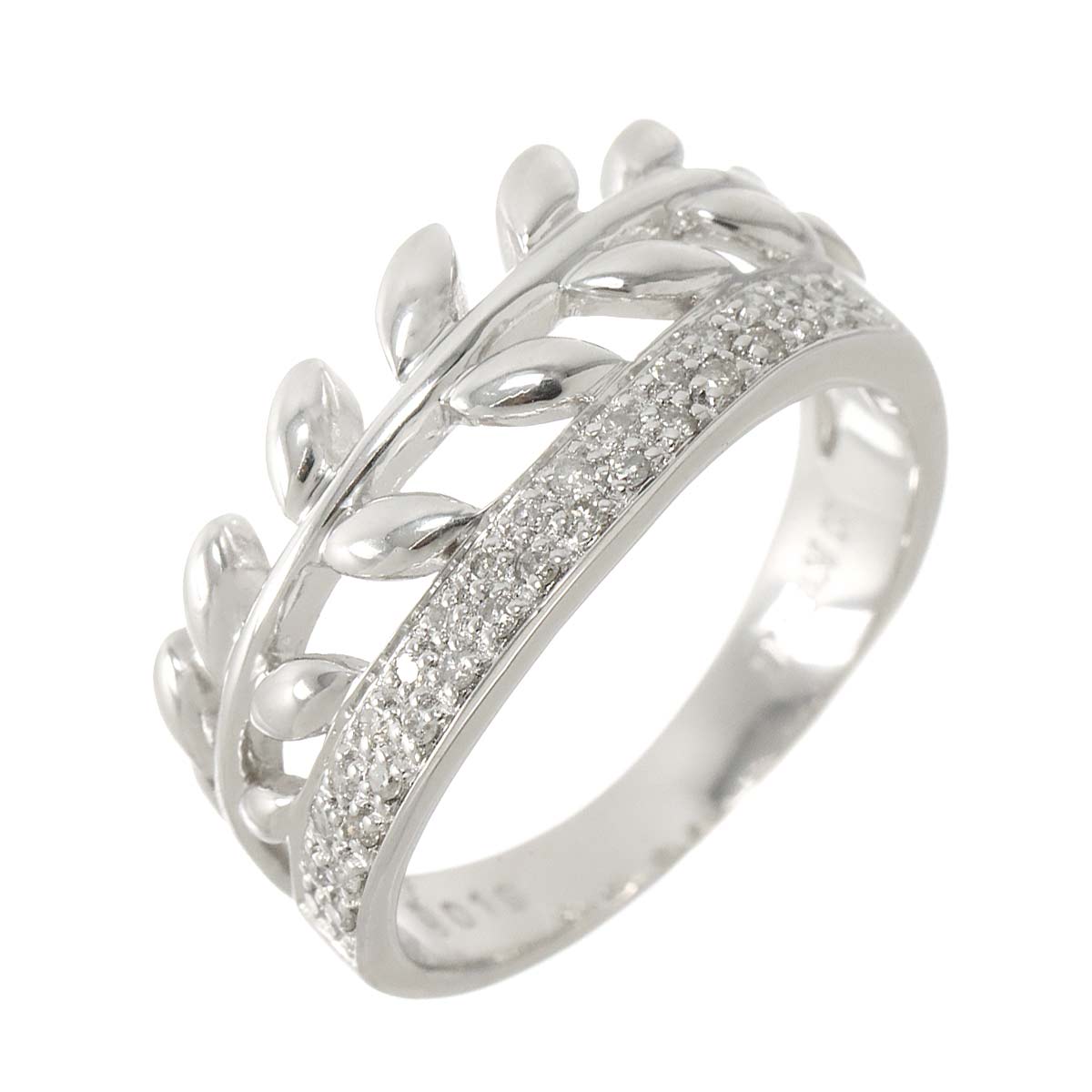 Diamond 0.19ct Ring 18K K18 WG White Gold size7.75-8(US)