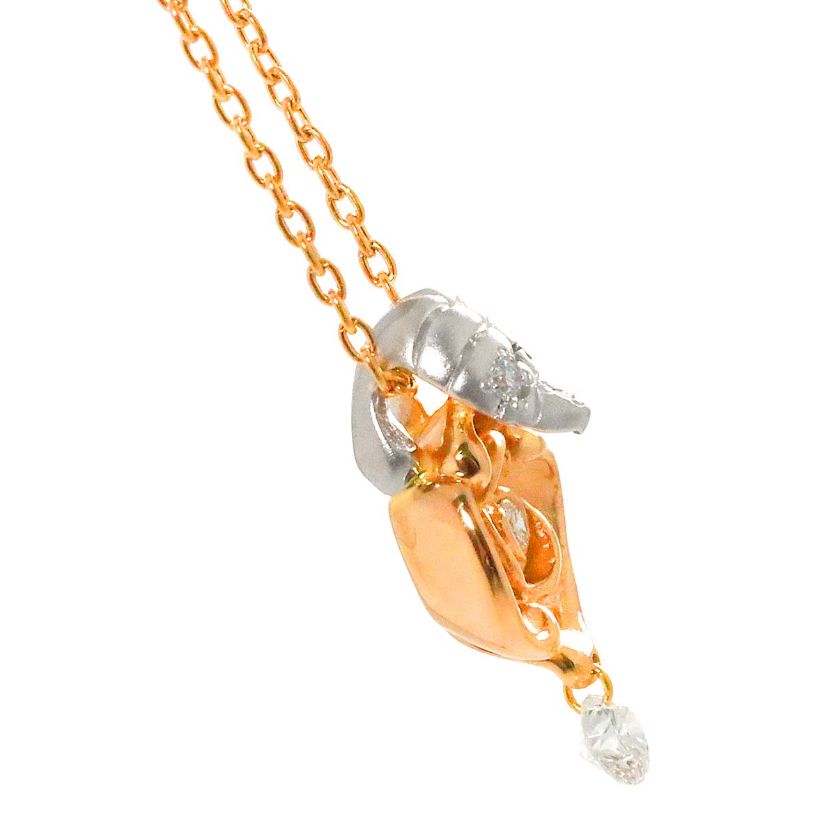 Diamond Necklace 18K Pink White Gold 750