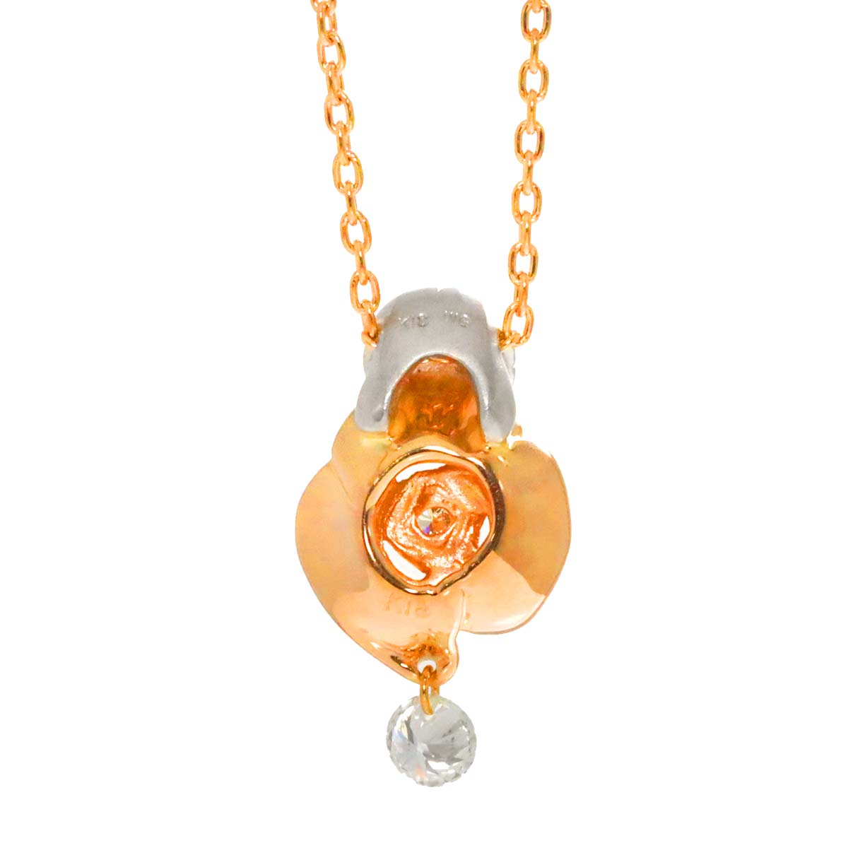 Diamond Necklace 18K Pink White Gold 750