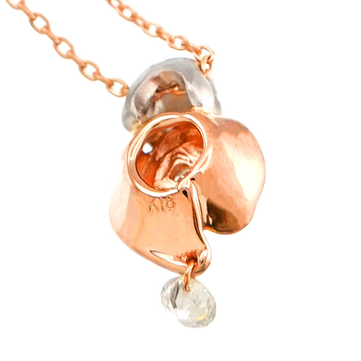 Diamond Necklace 18K Pink White Gold 750